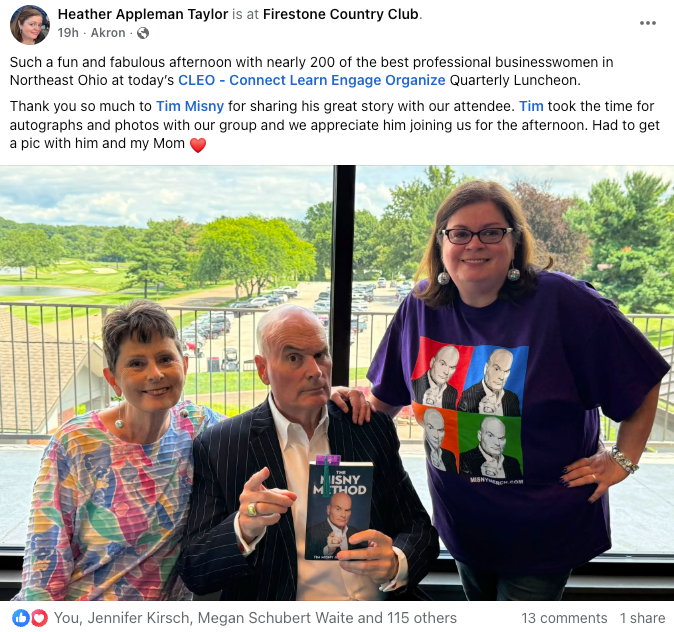 Tim Misny with Heather Taylor and her mother at the CLEO Quarterly Luncheon